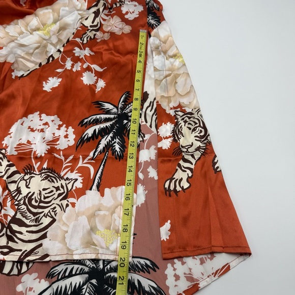 NWT Las Sureñas Women’s Long Orange Floral Tiger Print Dress Medium 100% Silk - Picture 8 of 14